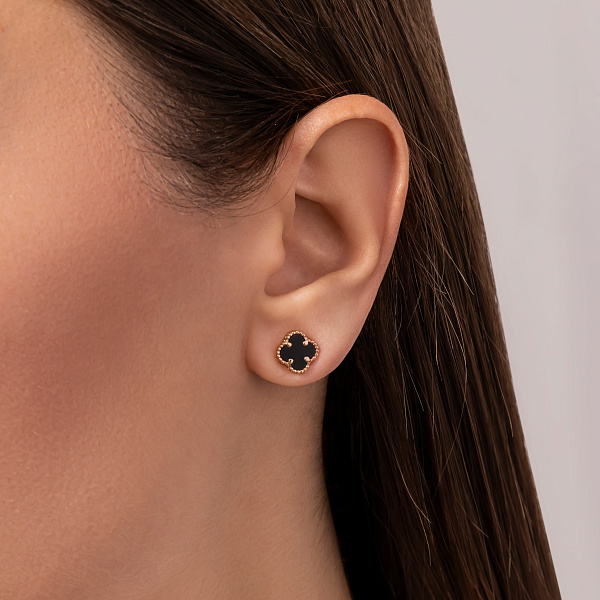 Золоті сережки з оніксом (арт. 1101203/7о) – зображення 3