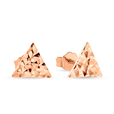 Золоті пусети трикутної форми з алмазною гранню  (арт. 107113)