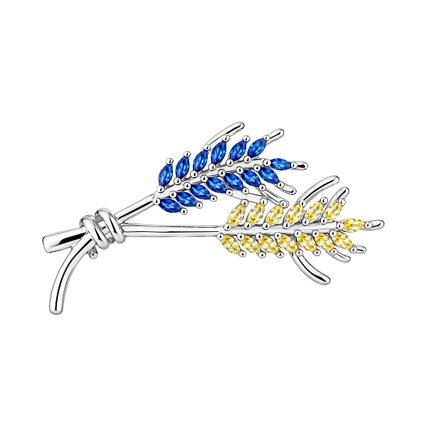 Серебряная патриотическая брошь Колоски (арт. 7505/239асж) – изображение 1