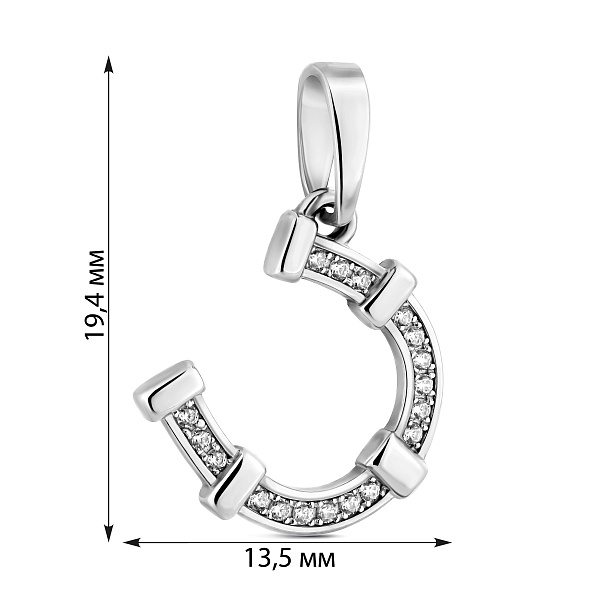 Подвеска Подкова из белого золота с фианитами (арт. 440611б) – изображение 2