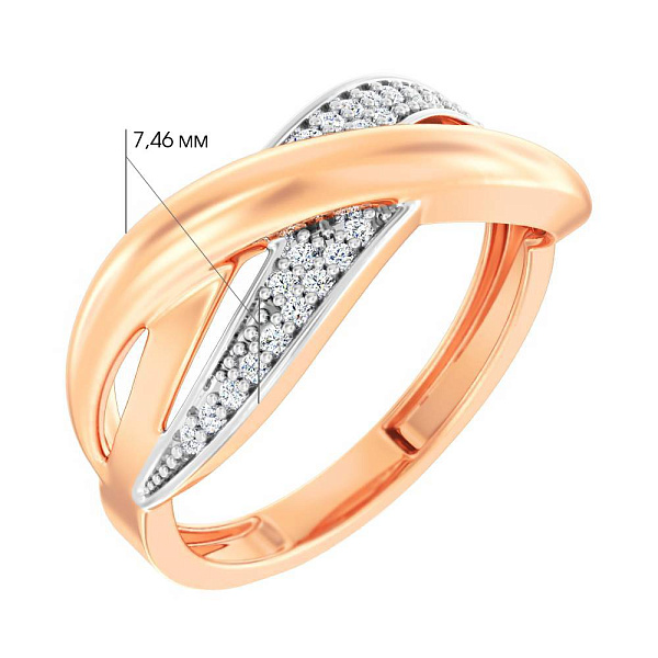 Кольцо Синергия из красного золота с фианитами (арт. 140845) – изображение 3