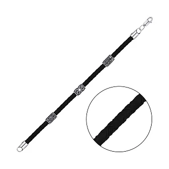 Браслет з шовкової нитки і срібла (арт. 7309/1115брю)