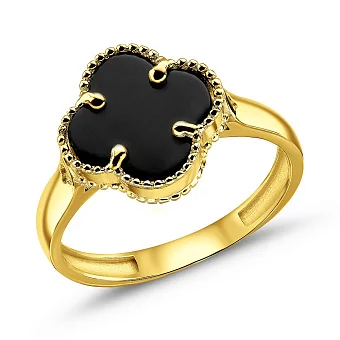 Кольцо из желтого золота с ониксом (арт. 154873/10жо)