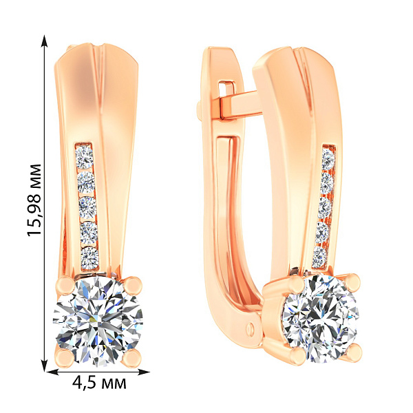 Золотые серьги с фианитами (арт. 111097) – изображение 2