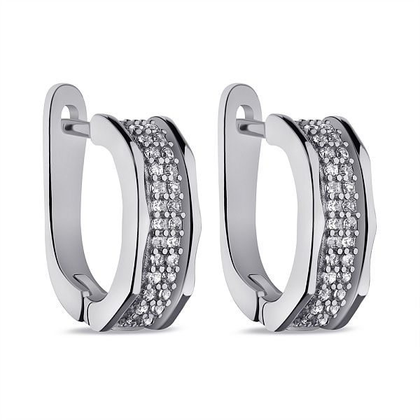 Серьги из серебра с дорожкой из фианитов (арт. 7502/9719) – изображение 1