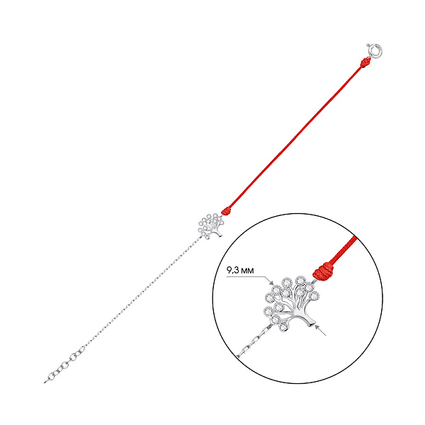 Браслет из серебра с красной нитью (арт. 7309/5060к) – изображение 2
