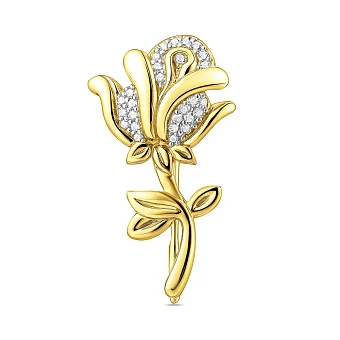 Золотая брошь Роза с фианитами (арт. 360071ж)