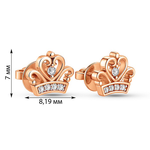 Золоті сережки-цвяшки Корона з діамантами (арт. Т011203005) – зображення 4