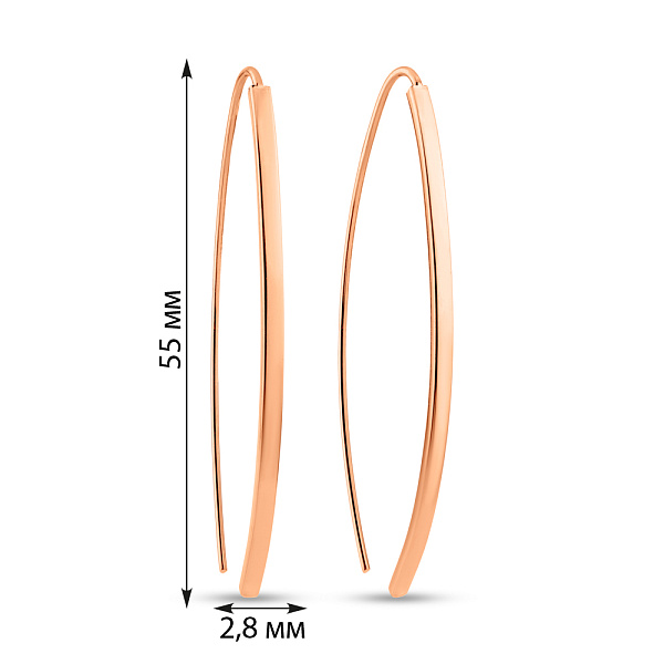 Серьги из красного золота без камней (арт. С-ПЛ-10) – изображение 5
