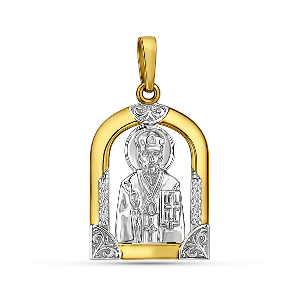 Золотая ладанка иконка Николай Чудотворец (арт. 440573ж) – изображение 1