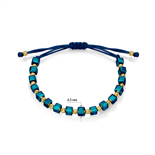 Браслет на нити c вставками из серебра и с ониксом (арт. 7309/2408сжоин) – изображение 2