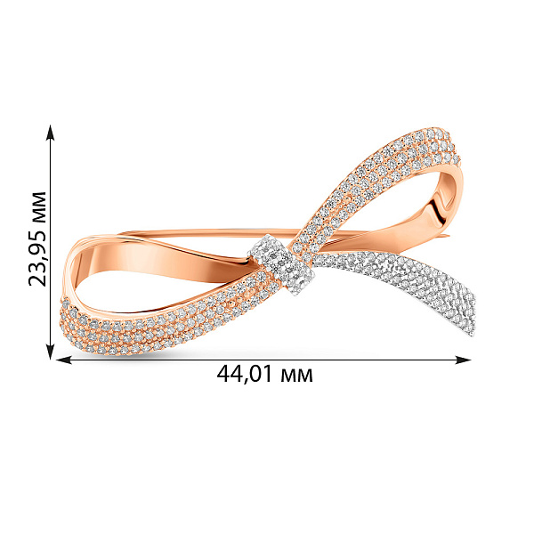 Золотая брошь Бантики с фианитами (арт. 360037) – изображение 3