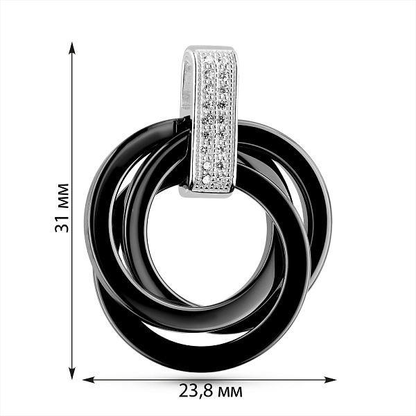 Кулон из керамики и серебра с фианитами (арт. 7503/1154304кмч) – изображение 2