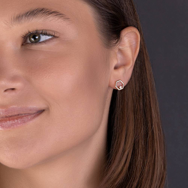 Сережки-пусети з золота з діамантами (арт. Т011370005) – зображення 2