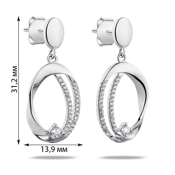 Серебряные серьги с подвеской и фианитами (арт. 7518/6294) – изображение 2
