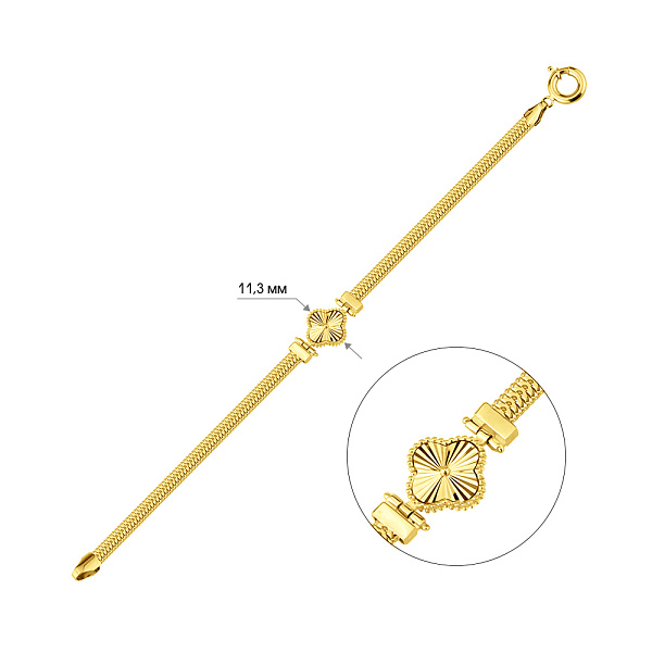 Золотий браслет Конюшина (арт. 3261260ж) – зображення 4