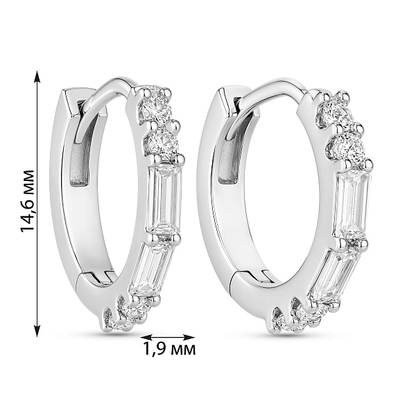 Серебряные серьги-конго с фианитами (арт. 7502/10163/15) – изображение 2