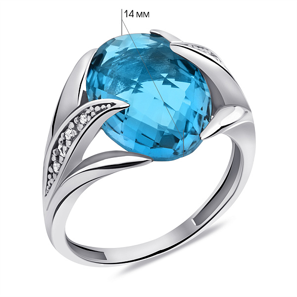 Серебряное кольцо с топазом и фианитами (арт. 7501/2297Пл) – изображение 2