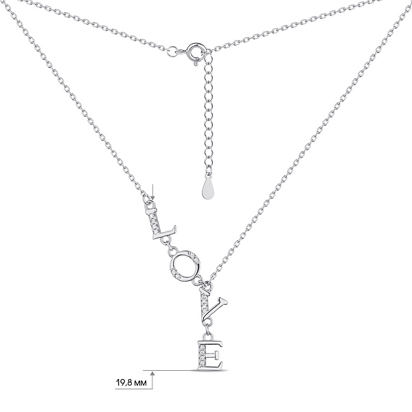 Серебряное колье Love с фианитами (арт. 7507/2235) – изображение 3