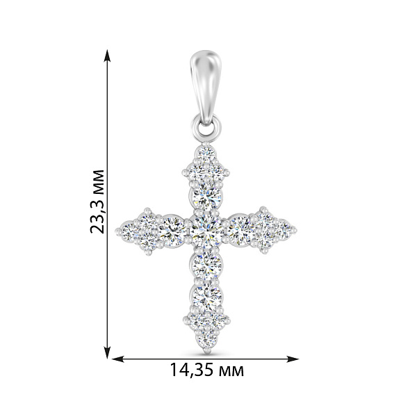 Крестик из белого золота с бриллиантами (арт. П011812040б) – изображение 2