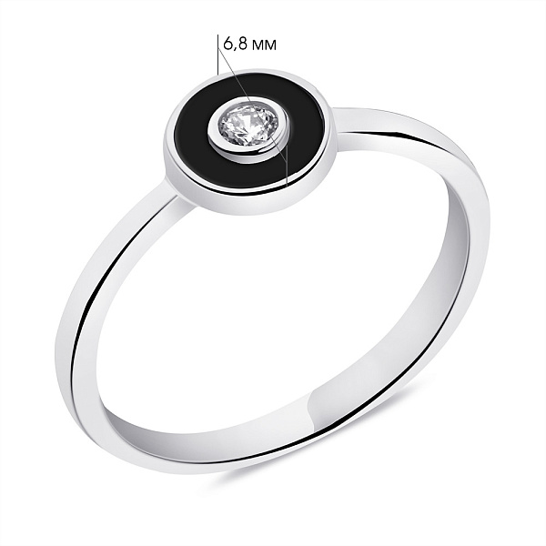 Серебряное кольцо с ониксом и фианитом (арт. 7501/6727о) – изображение 2