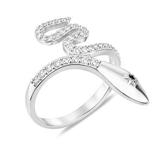 Фото Серебряное кольцо Змея с фианитами (арт. 7501/8458ч)