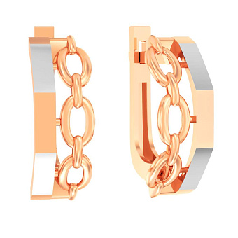 Золотые серьги "Звенья" без камней  (арт. 111181)