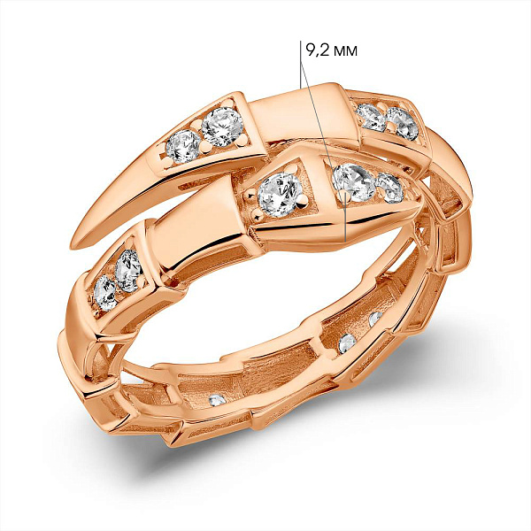 Золотое кольцо Змея с фианитами (арт. 156640) – изображение 5