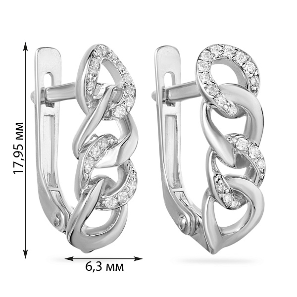 Сережки з білого золота з фіанітами (арт. 110311б) – зображення 2
