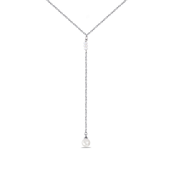 Кольє-краватка зі срібла з перлами (арт. 7507/1766жб) – зображення 1