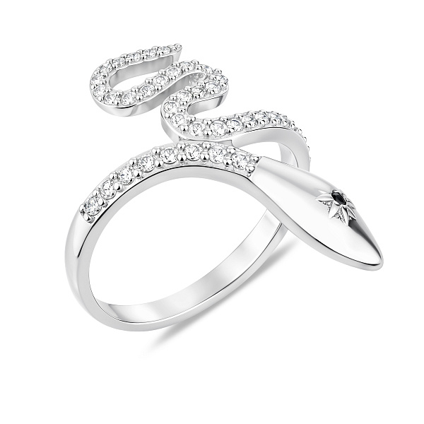 Серебряное кольцо Змея с фианитами (арт. 7501/8458ч) – изображение 1