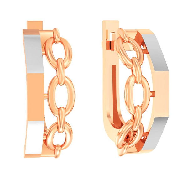 Золотые серьги "Звенья" без камней  (арт. 111181) – изображение 1