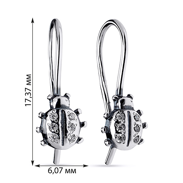 Серебряные серьги «Божья коровка» с фианитами (арт. 7902/500004-ч) – изображение 2