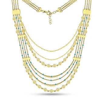 Багатошарове кольє Francelli з жовтого золота з емаллю (арт. 352858жег)