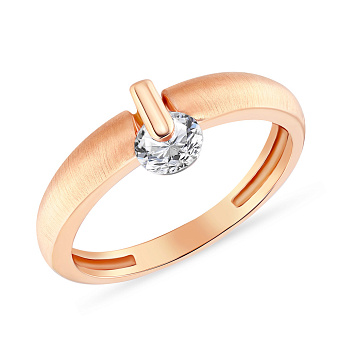 Фото Каблучка з червоного золота з фіанітом (арт. 153839)