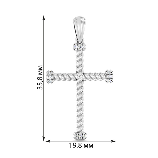Хрестик з білого золота з діамантами (арт. П011795010б) – зображення 4