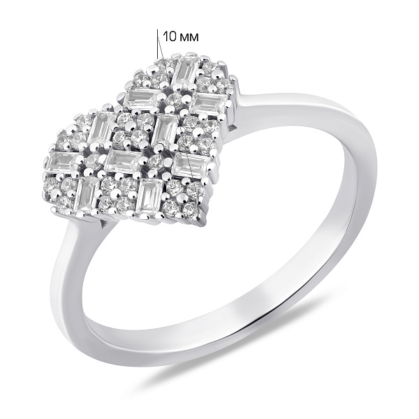 Серебряное кольцо Сердце с фианитами (арт. 7501/8547) – изображение 2