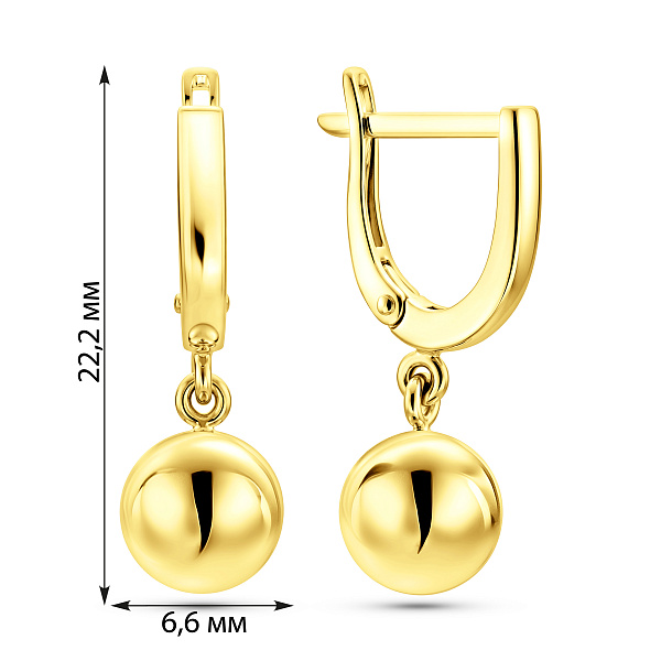 Золотые серьги Шарики (арт. 110521/7ж) – изображение 3