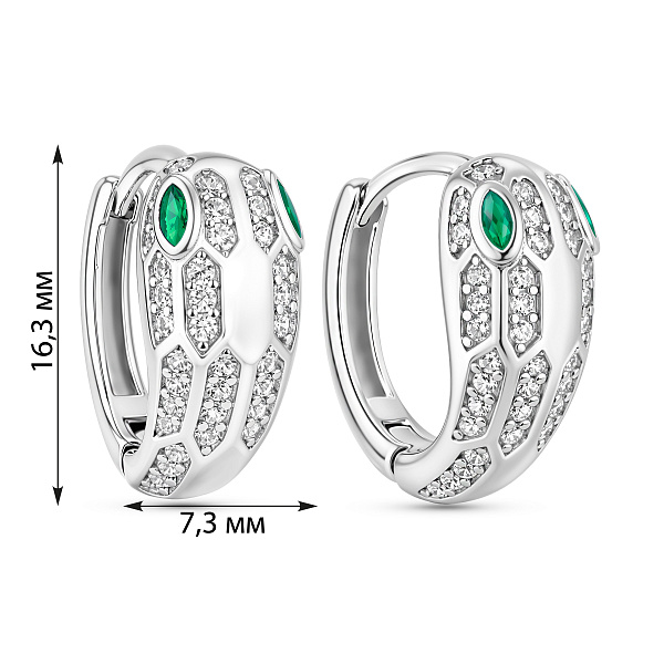 Серебряные серьги Змея с альпинитами (арт. 7502/10388аз) – изображение 2