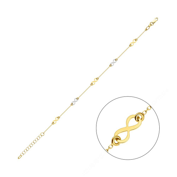 Браслет "Нескінченність" з жовтого і білого золота (арт. 325428жб) – зображення 1