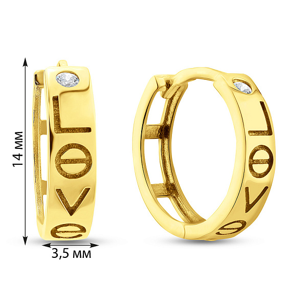 Золоті сережки-кільця з фіанітами (арт. 105561/15ж) – зображення 2