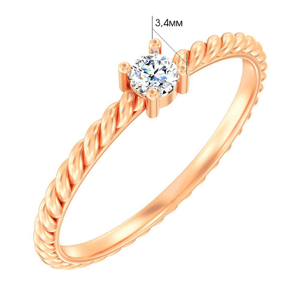 Кольцо из красного золота с бриллиантом (арт. К011386010) – изображение 4