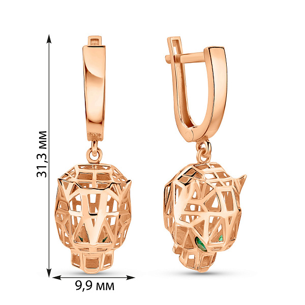 Сережки з червоного золота Пантера (арт. 1091381з) – зображення 5