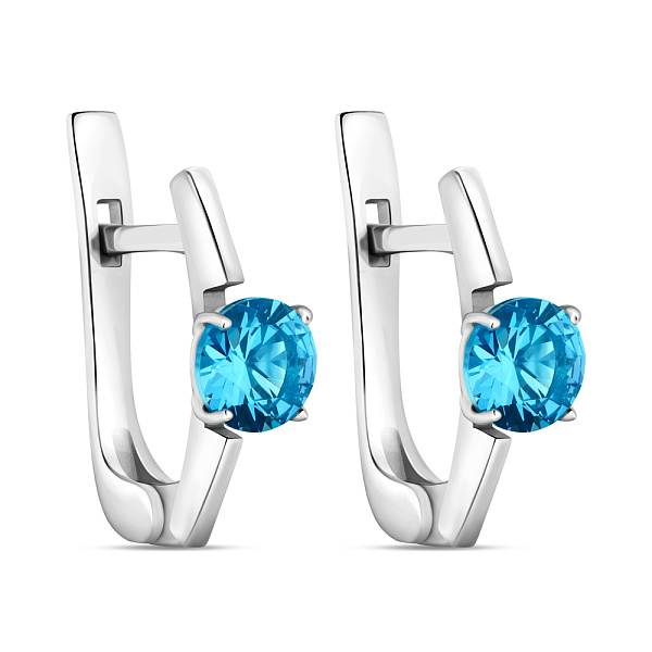Срібні сережки з аквамарином (арт. 7502/574Амсп) – зображення 1