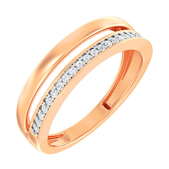 Фото Каблучка з червоного золота з фіанітами (арт. 141095)