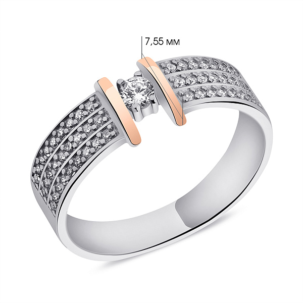 Серебряное кольцо с фианитами и с золотыми накладками (арт. 7201/2023) – изображение 2