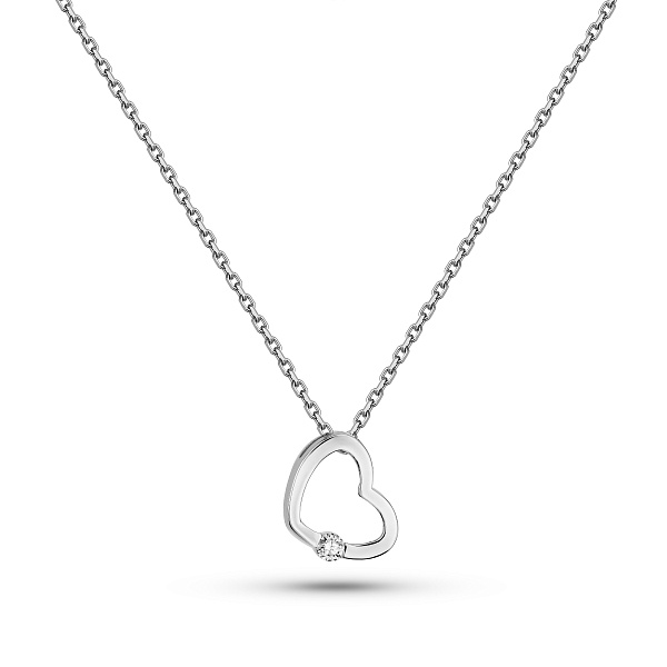 Колье «Сердце» из белого золота с бриллиантом (арт. Ц011526б) – изображение 3