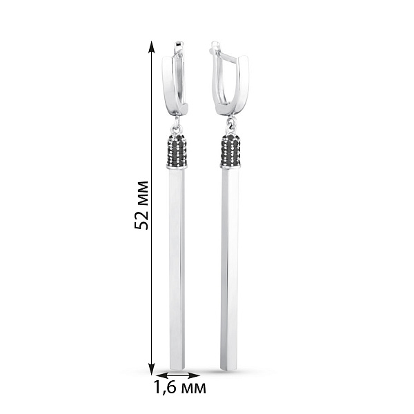 Серьги-подвески из белого золота с фианитами (арт. 107520бч) – изображение 2