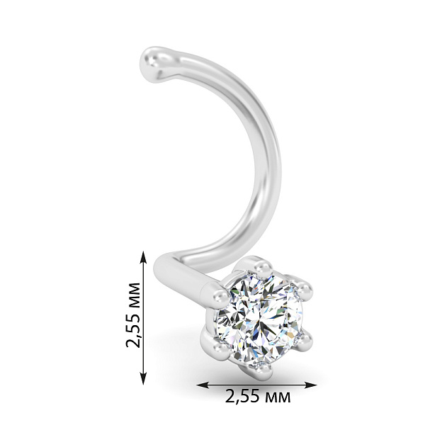 Золотий пірсинг в ніс з діамантом (арт. Н011862б) – зображення 2