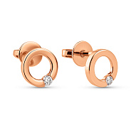 Фото Серьги-пусеты из красного золота с бриллиантами (арт. Т011144005)